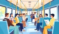 Generated image.Passengers seated inside a bus. Royalty Free Stock Photo