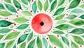 Generated image.A watercolor artwork featuring a central red circle with a black dot. Royalty Free Stock Photo