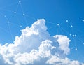 Blue sky and network connection lines. Cloud technology Royalty Free Stock Photo