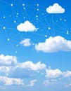 Blue sky and network connection lines. Cloud technology Royalty Free Stock Photo