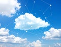 Blue sky and network connection lines. Cloud technology Royalty Free Stock Photo