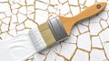 Flat Lay of Paintbrush on Mosaic Tiles â DIY Home Decor Inspiration Royalty Free Stock Photo