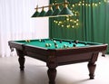 Closeup view of stylish billiard table indoors Royalty Free Stock Photo