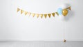 Balloon garland near white wall in room. Festive decor Royalty Free Stock Photo