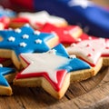 Patriotic Star Cookies: Delicious Treats for Independence Day Celebrations Royalty Free Stock Photo