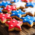 Patriotic Star-Shaped Cookies: Delicious Treats for Independence Day Celebrations Royalty Free Stock Photo