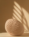 Beige Knitted Cushion in Soft Natural Light with Leaf Shadows â Minimalist Cozy Interior Decor Royalty Free Stock Photo