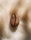 Close-Up of Coffee Bean on Soft Beige Fur â Minimalist Natural Texture Concept Royalty Free Stock Photo