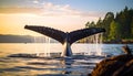 Majestic Humpback Whale Tail Flukes at Sunrise Royalty Free Stock Photo