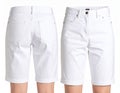 Jean shorts white, isolated on back and front Royalty Free Stock Photo