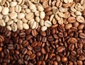 Different types of coffee as background, top view Royalty Free Stock Photo