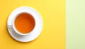 Cup of black tea on color background, top view Royalty Free Stock Photo