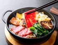 Melting Wagyu Sukiyaki Feast Royalty Free Stock Photo