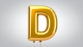 Golden letter D balloon on white background Royalty Free Stock Photo