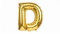 Golden letter D balloon on white background Royalty Free Stock Photo