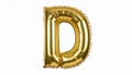 Golden letter D balloon on white background Royalty Free Stock Photo