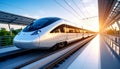 Modern High-Speed Train at Sunset Royalty Free Stock Photo