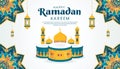 Ramadan Kareem Illustration with Mosque and Drums Royalty Free Stock Photo