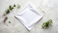 Elegant White Cloth with Greenery and Pearls Royalty Free Stock Photo