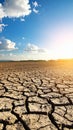 View of cracked ground surface on sunny day Royalty Free Stock Photo