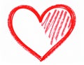 Heart drawn with red marker on white background, top view Royalty Free Stock Photo