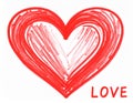 Heart drawn with red marker on white background, top view Royalty Free Stock Photo