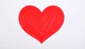 Heart drawn with red marker on white background, top view Royalty Free Stock Photo