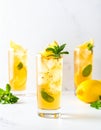 Refreshing lemon iced tea on a white background Royalty Free Stock Photo