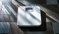 A white analog bathroom scale Royalty Free Stock Photo