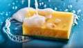 Yellow rectangular sponge with a green scouring pad base Royalty Free Stock Photo