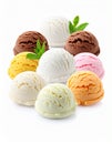 Set of different tasty ice creams on white background Royalty Free Stock Photo