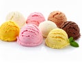 Set of different tasty ice creams on white background Royalty Free Stock Photo