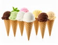 Set of different tasty ice creams on white background Royalty Free Stock Photo