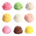 Set of different tasty ice creams on white background Royalty Free Stock Photo