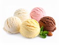 Set of different tasty ice creams on white background Royalty Free Stock Photo