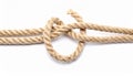 A piece of natural fibre rope is tied in a knot Royalty Free Stock Photo