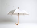 Open umbrella blown by wind gust on white background Royalty Free Stock Photo