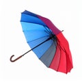 Open umbrella blown by wind gust on white background Royalty Free Stock Photo
