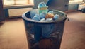 Wastebasket filled with crumpled paper Royalty Free Stock Photo