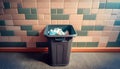 Wastebasket filled with crumpled paper Royalty Free Stock Photo