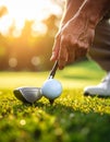 Person playing golf on green course, closeup Royalty Free Stock Photo