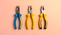 Combination pliers on color background, top view Royalty Free Stock Photo