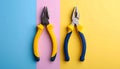 Combination pliers on color background, top view Royalty Free Stock Photo