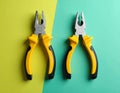 Combination pliers on color background, top view Royalty Free Stock Photo