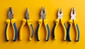 Combination pliers on color background, top view Royalty Free Stock Photo