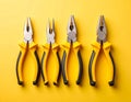 Combination pliers on color background, top view Royalty Free Stock Photo