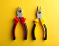 Combination pliers on color background, top view Royalty Free Stock Photo