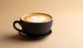 Cappuccino in Matte Black Cup on Soft Beige-to-Pale Yellow Gradient Royalty Free Stock Photo