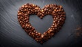 Close-Up of Coffee Beans Forming Heart Shape on Matte Slate Background Royalty Free Stock Photo