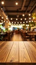 Empty wooden table in the restaurant, design space Royalty Free Stock Photo